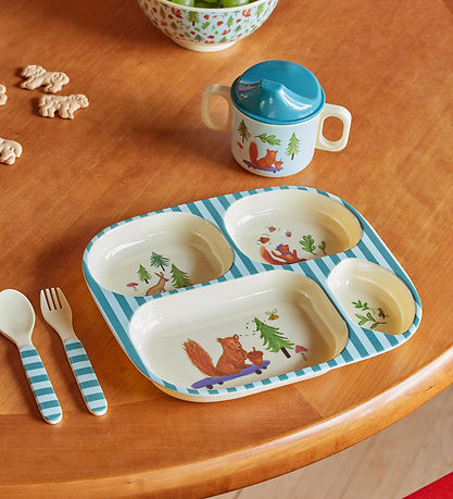 Rice Spisesæt - Melamin - 4 stk. - Blue Happy forest Rice Spisesæt - Melamin - 4 stk. - Blue Happy forest