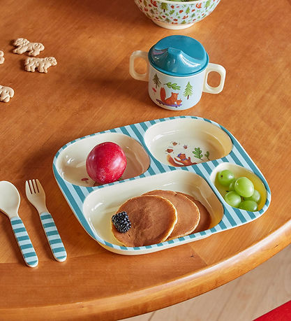 Rice Spisesæt - Melamin - 4 stk. - Blue Happy forest Rice Spisesæt - Melamin - 4 stk. - Blue Happy forest