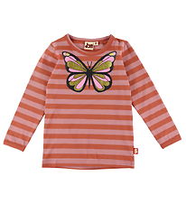DYR-Cph Bluse - Dyrroar Aob/Strib - Antique  Rose/Swedish Red DYR-Cph Bluse - Dyrroar Aob/Strib - Antique  Rose/Swedish Red