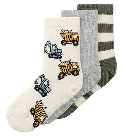 Name It Strømper - 3-pak - NmmNute - Tea Leaf/Grey Melange/Summe Name It Strømper - 3-pak - NmmNute - Tea Leaf/Grey Melange/Summe