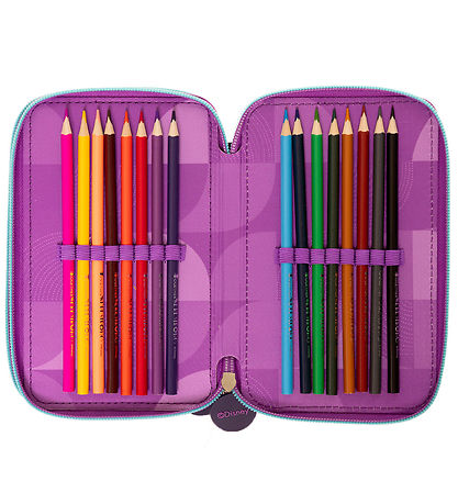 Frozen Pencil Case w. Contents - Filled Double Decker - Purple