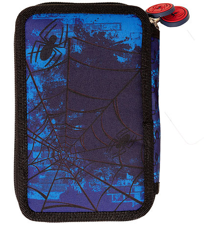 Spiderman Penalhus m. Indhold -  Filled Double Decker - Sort/Blå Spiderman Penalhus m. Indhold -  Filled Double Decker - Sort/Blå