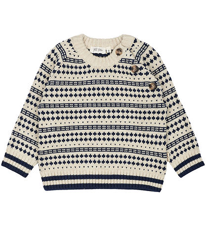 Petit Piao Bluse - Strik - Off White/Deep Cobalt