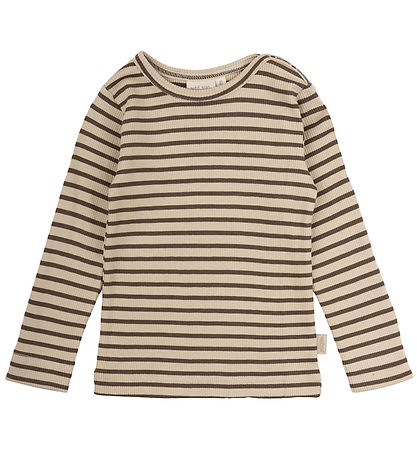 Petit Piao Bluse - Rib - Modal - Chocolate Brown/Dark Off White Petit Piao Bluse - Rib - Modal - Chocolate Brown/Dark Off White