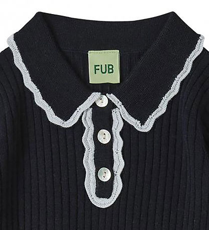FUB Bluse - Uld - Rib Polo - Dark Navy