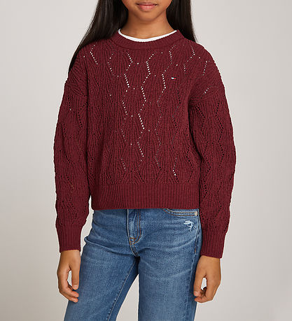 Tommy Hilfiger Bluse - Strik - Chenille - Deep Rouge Tommy Hilfiger Bluse - Strik - Chenille - Deep Rouge