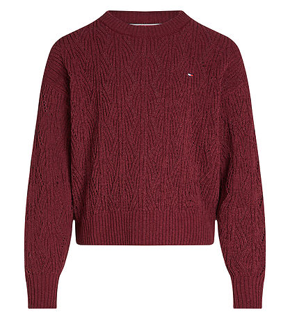 Tommy Hilfiger Bluse - Strik - Chenille - Deep Rouge Tommy Hilfiger Bluse - Strik - Chenille - Deep Rouge