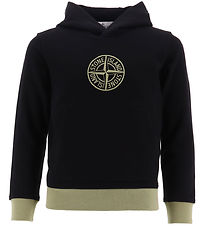 Stone Island Hættetrøje - Sort m. Støvet Armygrøn Stone Island Hættetrøje - Sort m. Støvet Armygrøn