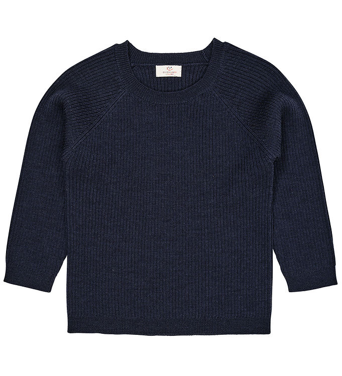 Klassisk Merino Bluse i Rib - Navy - Navy / 98