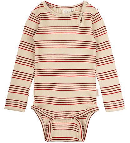 Petit Piao Body l/æ - Rib - Modal - Chili Pepper/Multi Stripe