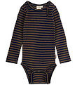 Petit Piao Body l/æ - Rib - Modal - Chocolate Brown/Indigo Plums