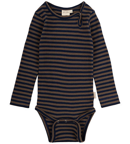 Petit Piao Body l/æ - Rib - Modal - Chocolate Brown/Indigo Plums