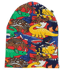 Småfolk Hue - Vendbar - Apple Red m. Æbler Og Dinosaurer Småfolk Hue - Vendbar - Apple Red m. Æbler Og Dinosaurer