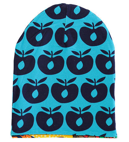 Småfolk Hue - Vendbar - Apple Red m. Æbler Og Dinosaurer