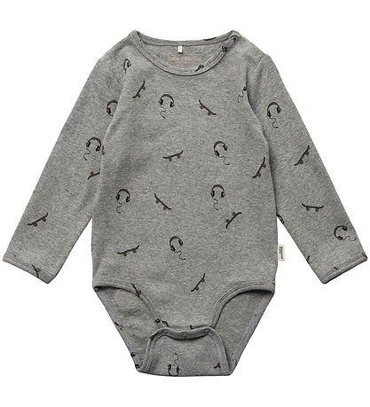 Sofie Schnoor Body l/æ - Grey Melange m. Print Sofie Schnoor Body l/æ - Grey Melange m. Print