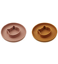Liewood Tallerken - Cat - 2-pak - Silikone - Dark Rose/Mustard M Liewood Tallerken - Cat - 2-pak - Silikone - Dark Rose/Mustard M