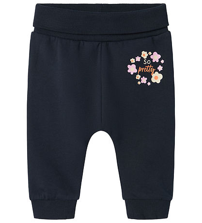 Name It Sweatsæt - NbfVrillie - Dark Sapphire m. Blomster