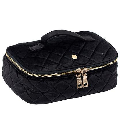 Fan Palm Toilettaske - Large - Quiltet Velour - Black Velvet Fan Palm Toilettaske - Large - Quiltet Velour - Black Velvet