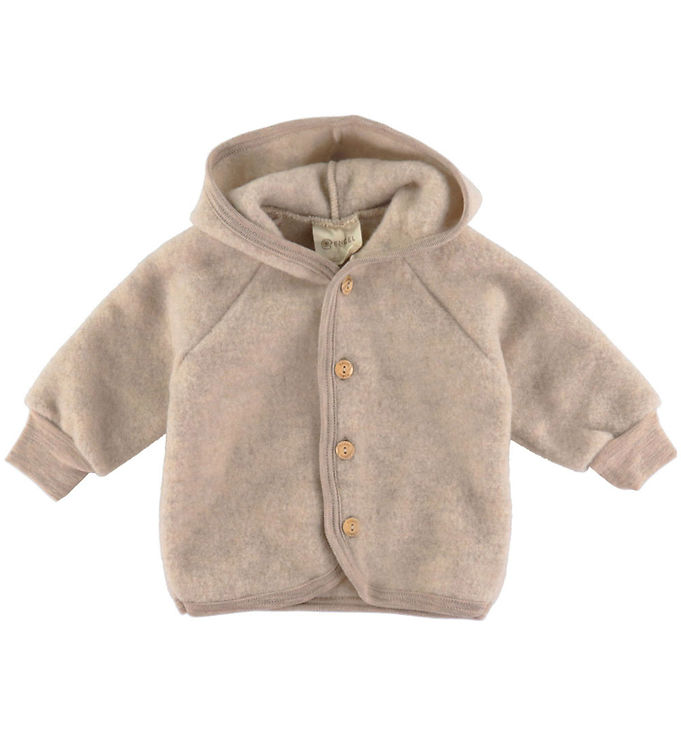 Uldjakke Med Hætte I 100% Merino Uld Til Baby