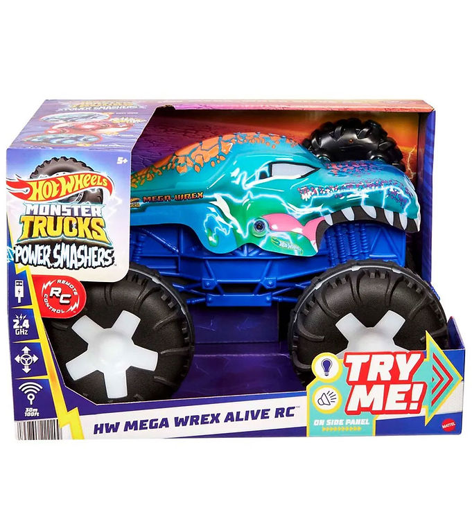 Hot Wheels Fjernstyret Bil m. Lys/Lyd - Monster Trucks - Mega Wr