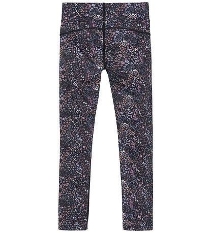 Color Kids Leggings - Phantom m. Blomster