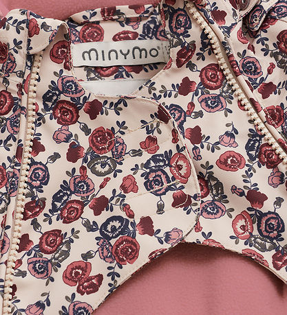 Minymo Flyverdragt - Smoke Gray m. Blomster Minymo Flyverdragt - Smoke Gray m. Blomster