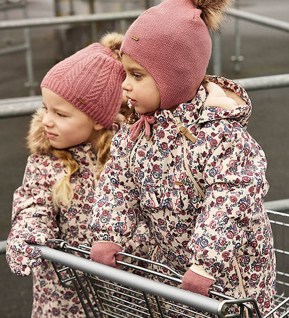 Minymo Flyverdragt - Smoke Gray m. Blomster Minymo Flyverdragt - Smoke Gray m. Blomster