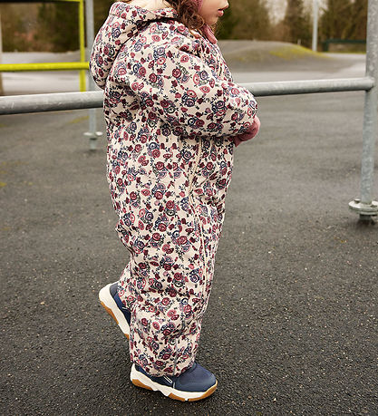 Minymo Flyverdragt - Smoke Gray m. Blomster Minymo Flyverdragt - Smoke Gray m. Blomster