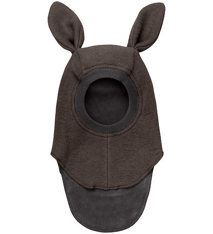 Huttelihut Elefanthue - Uld - 2-lags - Dark Brown Melange m. Øre