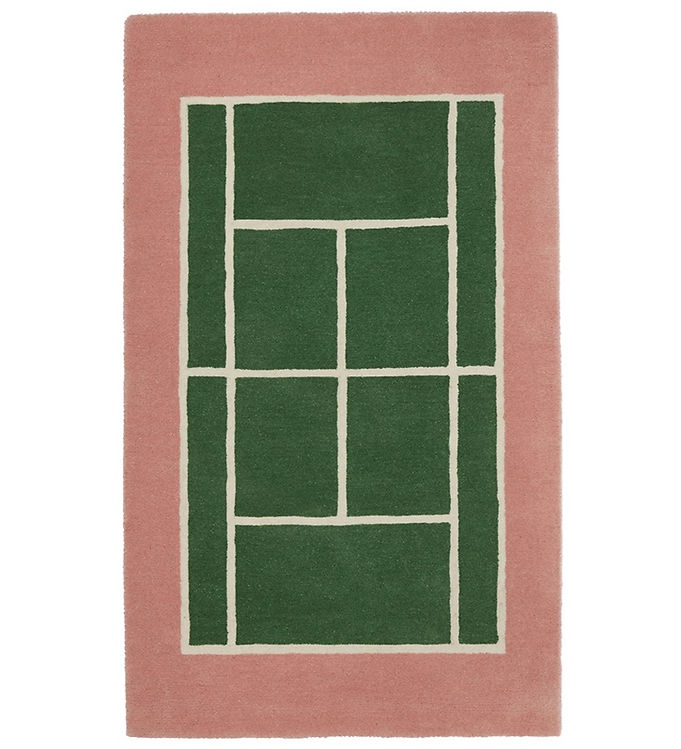 OYOY Tæppe - Tennis Tæppe - 150x88 cm - Grøn/Rose