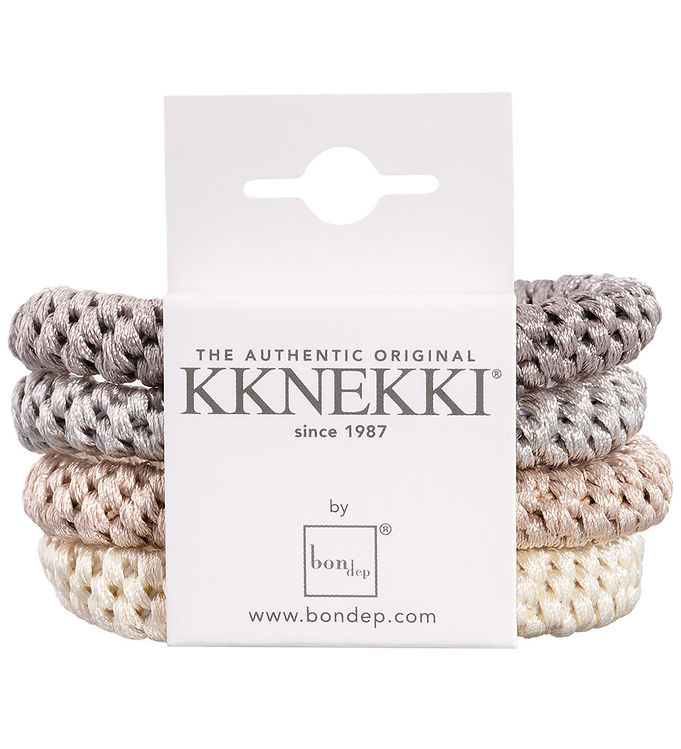Kknekki Hårelastikker - 4-pak - Beige/Grå