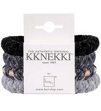 Kknekki Hårelastikker - 4-pak - Velour - Grå/Sort Kknekki Hårelastikker - 4-pak - Velour - Grå/Sort
