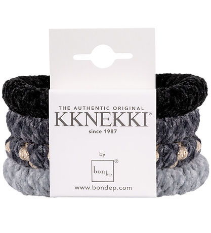 Kknekki Hårelastikker - 4-pak - Velour - Grå/Sort Kknekki Hårelastikker - 4-pak - Velour - Grå/Sort