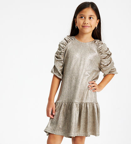 The New Kjole - Rib - TNLeah 3/4 Dress - Gold