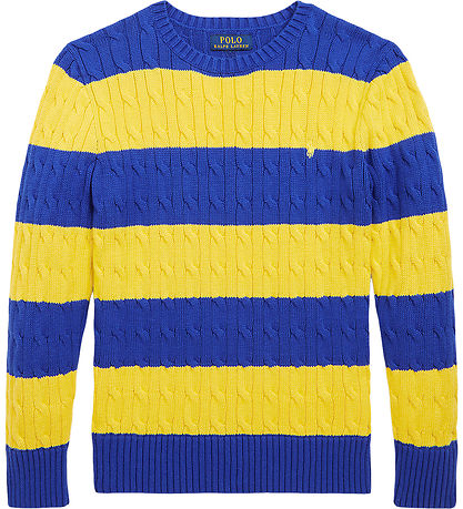 Polo Ralph Lauren Bluse - Strik - Blå/Gul Polo Ralph Lauren Bluse - Strik - Blå/Gul