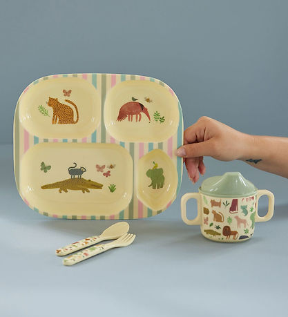 Rice Spisesæt - Melamin - 4 stk. - Sweet Jungle Print Rice Spisesæt - Melamin - 4 stk. - Sweet Jungle Print