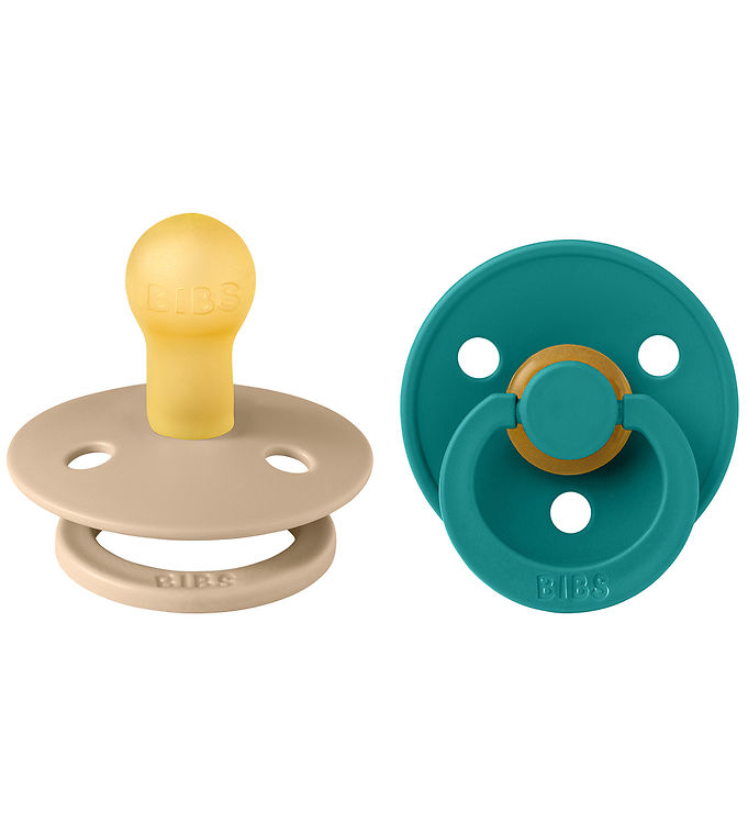 BIBS Colour Sutter - Str. 1 - 2-pak - Rund - Taupe/Scuba