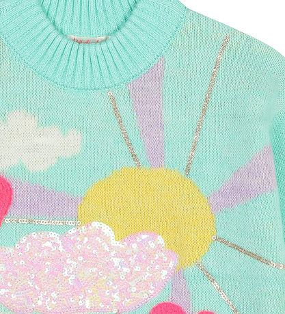 Billieblush Bluse - Strik - Mintgrøn m. Motiv Billieblush Bluse - Strik - Mintgrøn m. Motiv