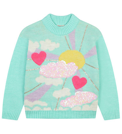Billieblush Bluse - Strik - Mintgrøn m. Motiv Billieblush Bluse - Strik - Mintgrøn m. Motiv