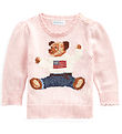 Polo Ralph Lauren Bluse - Strik - Rosa m. Bamse Polo Ralph Lauren Bluse - Strik - Rosa m. Bamse