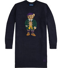 Polo Ralph Lauren Kjole - Strik - Navy m. Bamse Polo Ralph Lauren Kjole - Strik - Navy m. Bamse