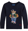 Polo Ralph Lauren Bluse - Strik - Navy m. Bamse Polo Ralph Lauren Bluse - Strik - Navy m. Bamse