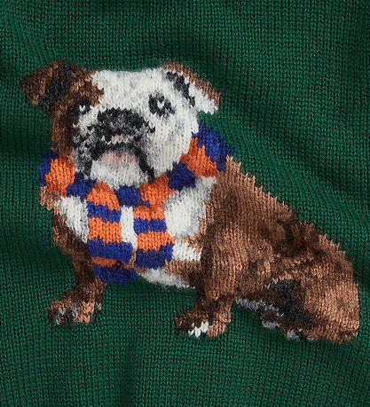 Polo Ralph Lauren Bluse - Strik - Grøn m. Hund Polo Ralph Lauren Bluse - Strik - Grøn m. Hund