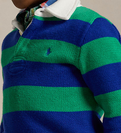 Polo Ralph Lauren Bluse - Strik - Grøn/Blåstribet Polo Ralph Lauren Bluse - Strik - Grøn/Blåstribet