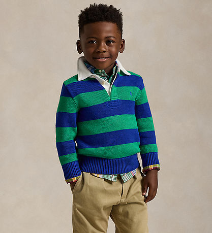 Polo Ralph Lauren Bluse - Strik - Grøn/Blåstribet