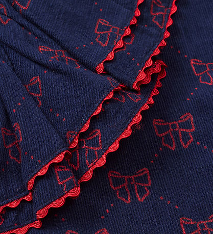 Flöss Kjole - Luna - Navy/Ruby Bows Flöss Kjole - Luna - Navy/Ruby Bows
