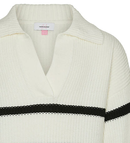 Vero Moda Girl Bluse - Strik - VmLuna - Birch/Black Vero Moda Girl Bluse - Strik - VmLuna - Birch/Black