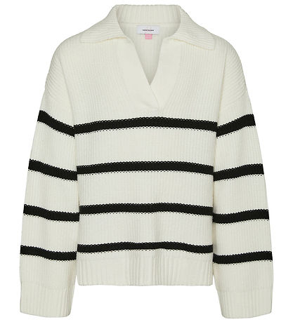 Vero Moda Girl Bluse - Strik - VmLuna - Birch/Black Vero Moda Girl Bluse - Strik - VmLuna - Birch/Black