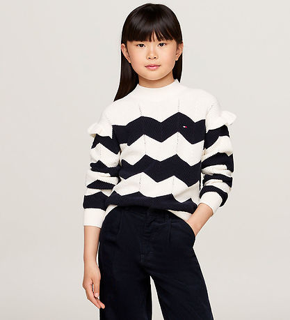 Tommy Hilfiger Bluse - Strik - Wavy Stripe - Ivory Petal Stripe Tommy Hilfiger Bluse - Strik - Wavy Stripe - Ivory Petal Stripe
