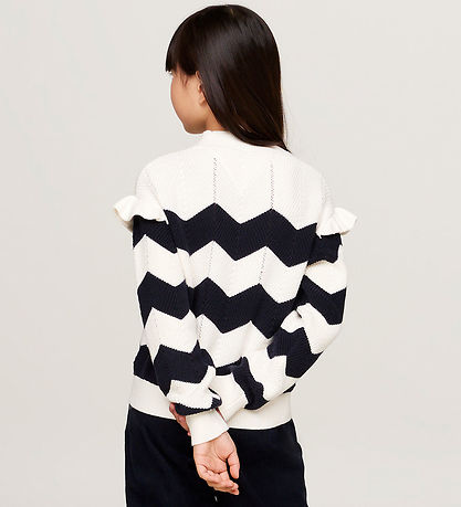 Tommy Hilfiger Bluse - Strik - Wavy Stripe - Ivory Petal Stripe Tommy Hilfiger Bluse - Strik - Wavy Stripe - Ivory Petal Stripe